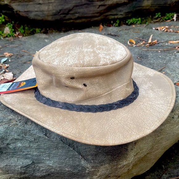 OUTBACK SURVIVAL GEAR DISTRESSED  BONE LEATHER COWBOY HAT - S - NWT ! 🤠 - Picture 7 of 9